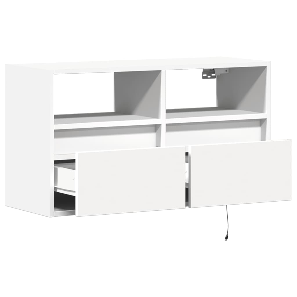 Comoda TV de perete cu lumini LED, alb, 80x31x45 cm — imaginea 9