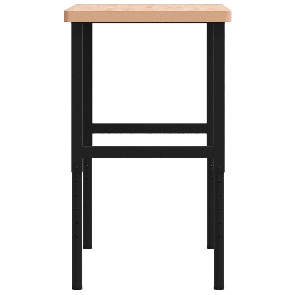 Banc de lucru 100x60x(73-99,5) cm lemn masiv fag dreptunghiular, maro și negru — imaginea 6