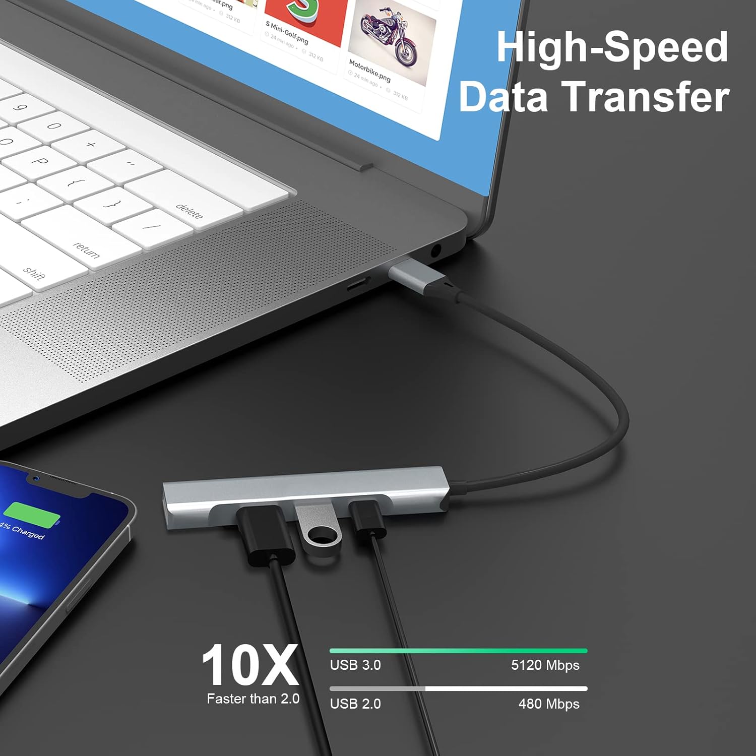 Adaptor Hub USB Lightning MRG MGL231, 3x USB, USB 3.0, Multiport 4 in 1 - 2 | YEO