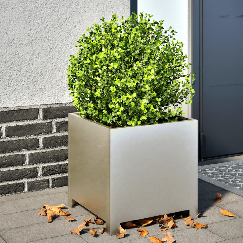 Jardiniere gradina, 2 buc., 40x40x40 cm, otel inoxidabil — imaginea 2