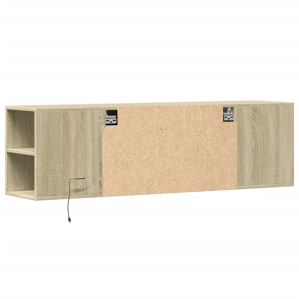 Dulap TV de perete cu lumini LED, stejar sonoma, 135x31x39,5 cm — imaginea 8