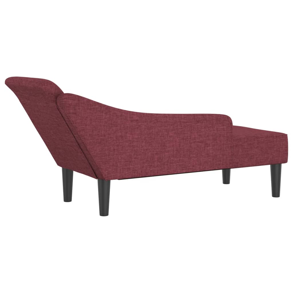 Fotoliu sezlong cu perne, rosu vin, material textil — imaginea 5
