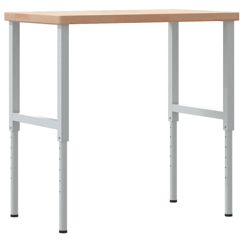 Banc lucru 100x60x(73-99,5) cm lemn masiv stejar dreptunghiular, maro și alb — imaginea 7
