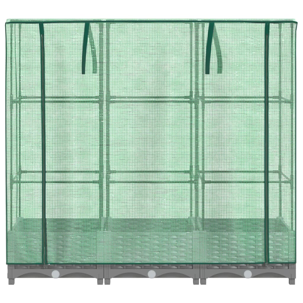 Strat inaltat cu husa de sera, aspect ratan, 120x40x123 cm, gri deschis — imaginea 4