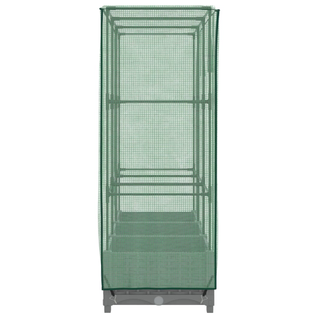 Strat inaltat cu husa de sera, aspect ratan, 120x40x123 cm, gri deschis — imaginea 5