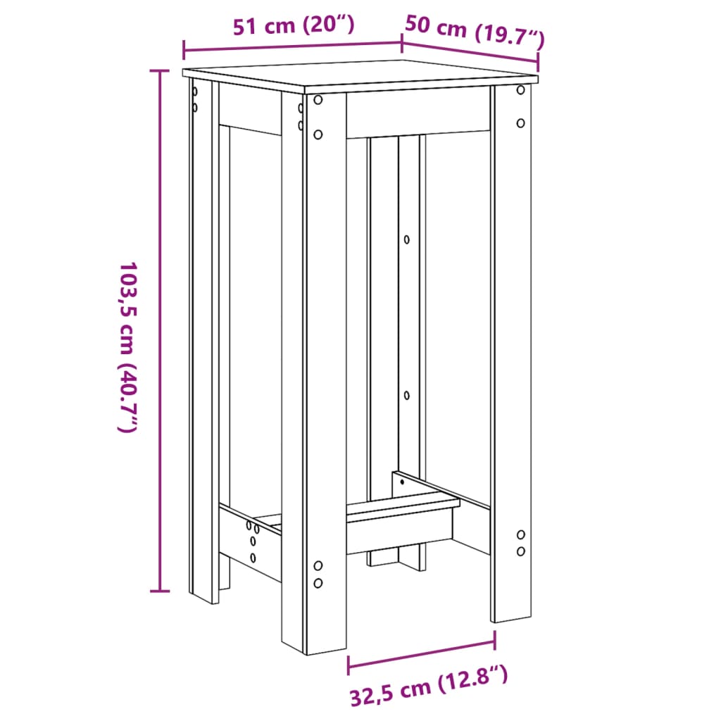 Masa bar, lemn vechi, 51x50x103,5 cm, lemn prelucrat — imaginea 9