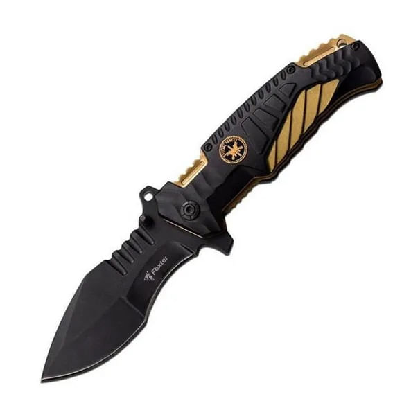 Cutit tip briceag militar Foxter, 21.5 cm, sistem Liner Lock, clema de agatat, negru - imagine 2