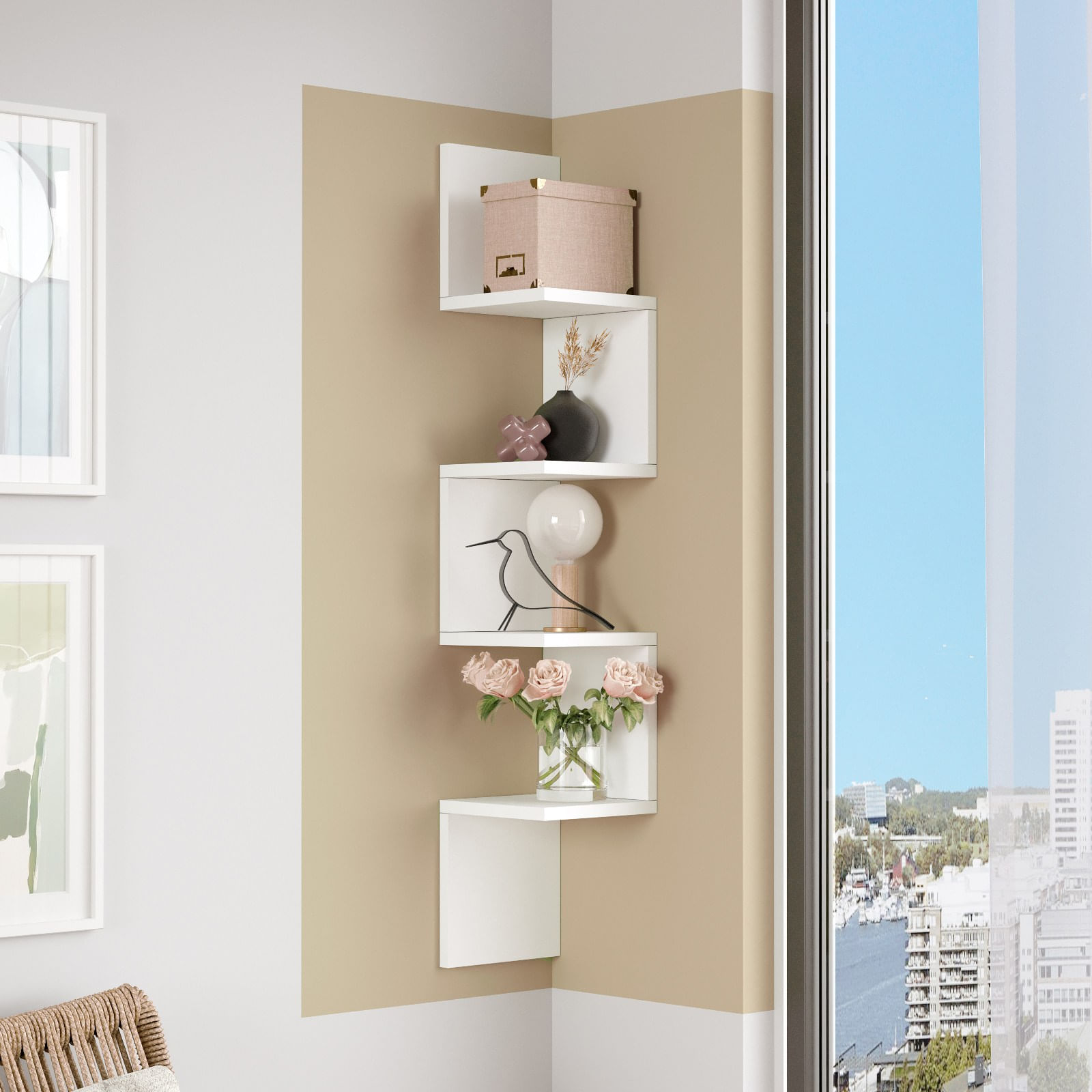 Raft de perete Hanah Home Wl9-W, alb — imaginea 3