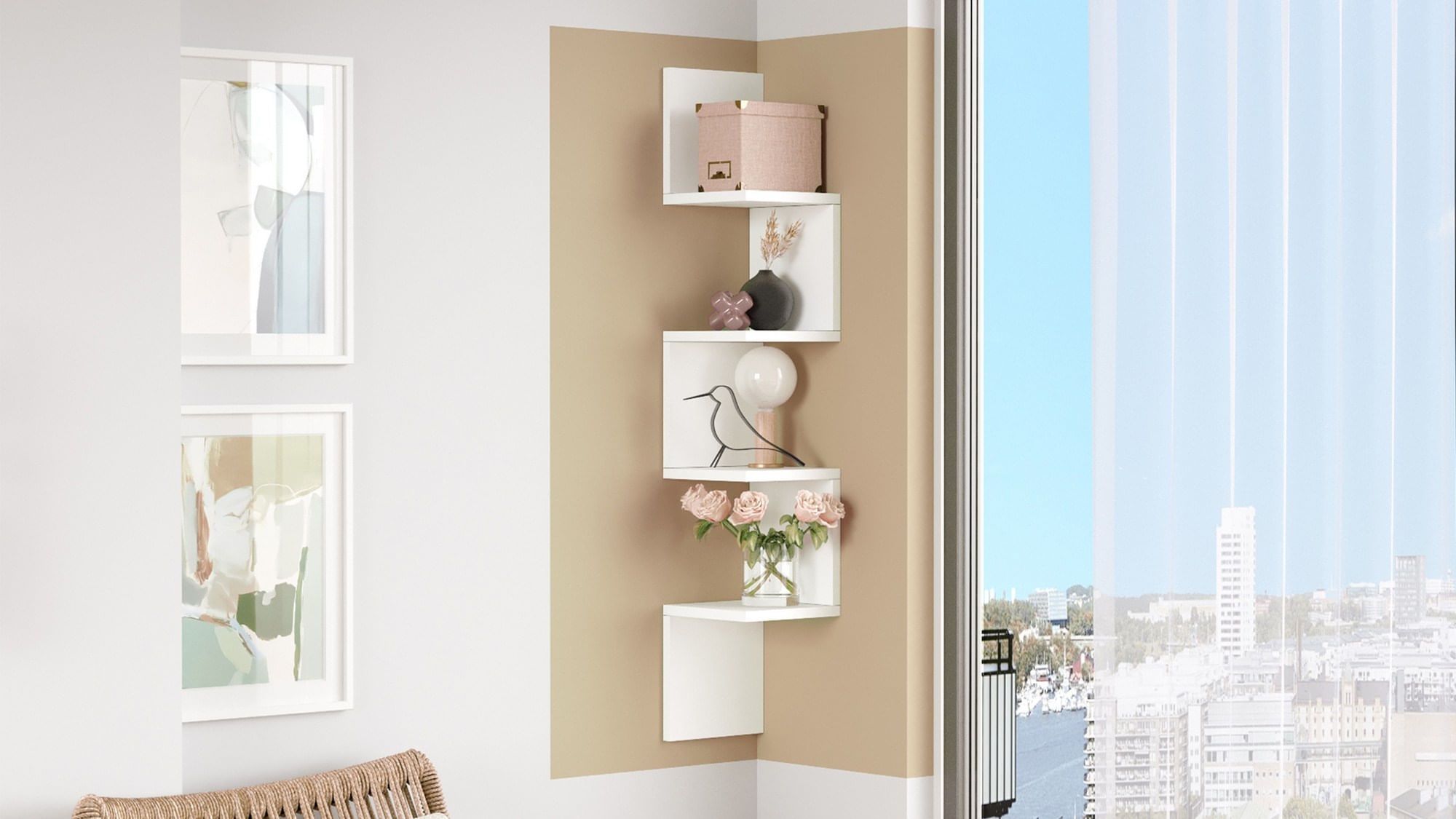 Raft de perete Hanah Home Wl9-W, alb — imaginea 4