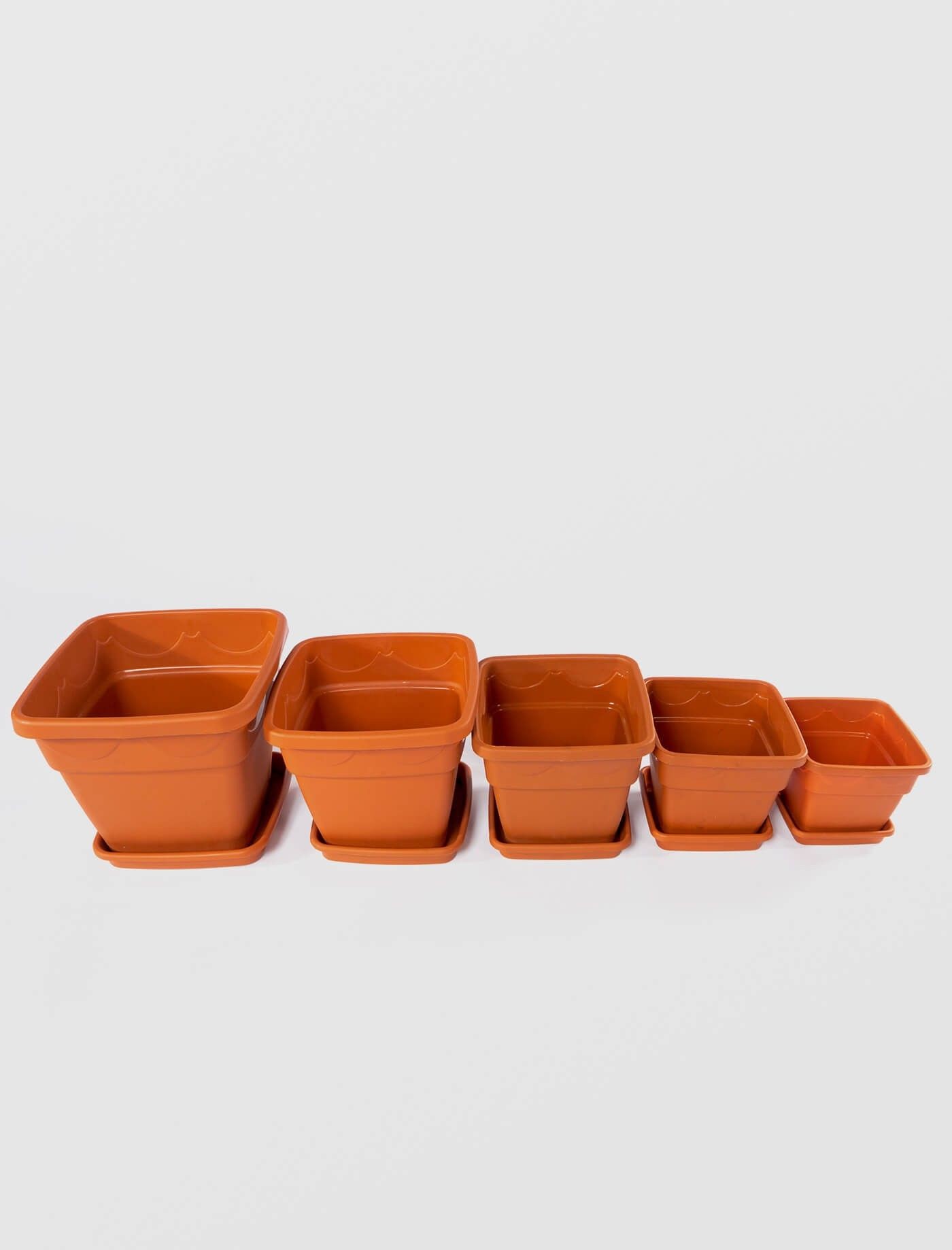 Ghiveci Patrat cu Tava, STERK, 28x21cm, Plastic Maro — imaginea 2