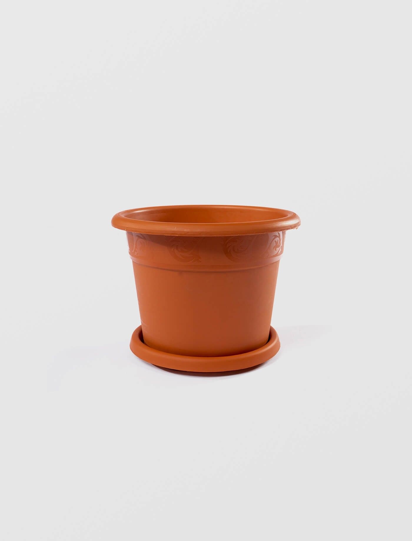 Ghiveci Model cu Tava, STERK, 20x16 cm, Plastic Maro — imaginea 2