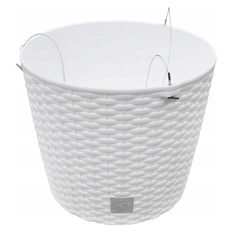 Ghiveci decorativ cu lant, Prosperplast, Rato Round, rotund, alb, 25.6x21.9 cm — imaginea 2