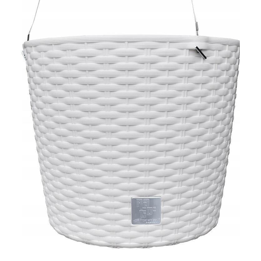 Ghiveci decorativ cu lant, Prosperplast, Rato Round, rotund, alb, 25.6x21.9 cm — imaginea 4