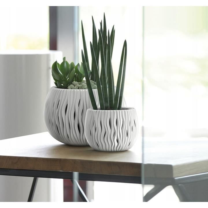 Ghiveci decorativ de flori, rotund, alb, 29x19.5 cm, Sandy Bowl — imaginea 4