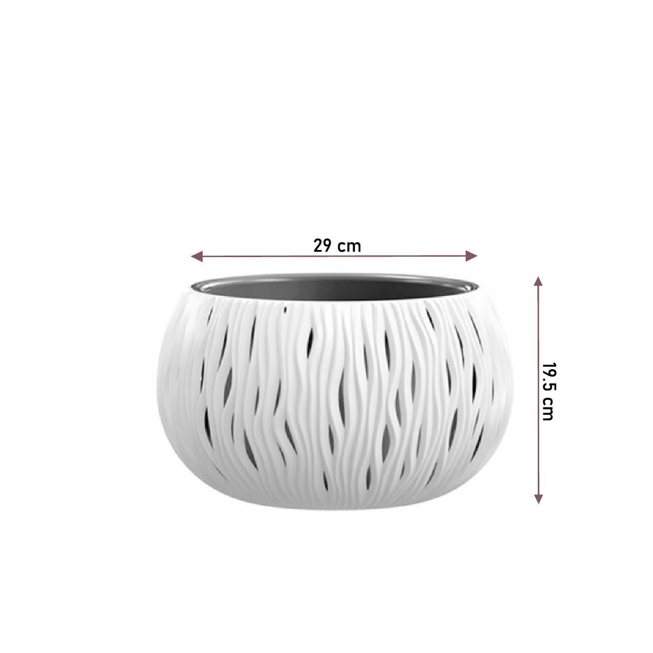 Ghiveci decorativ de flori, rotund, alb, 29x19.5 cm, Sandy Bowl — imaginea 5