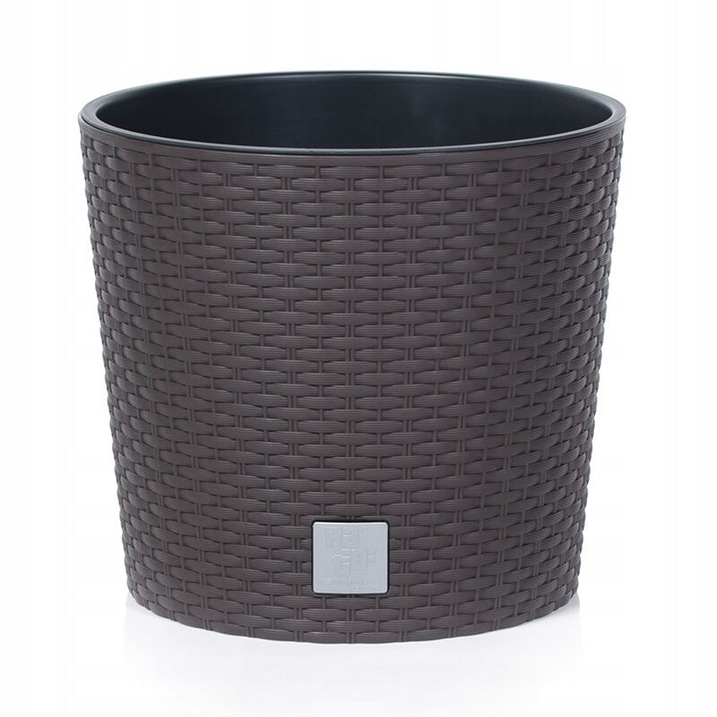 Ghiveci decorativ de flori, Prosperplast, Rato Round, rotund, maro, imitatie ratan, 25x22.4 cm — imaginea 2