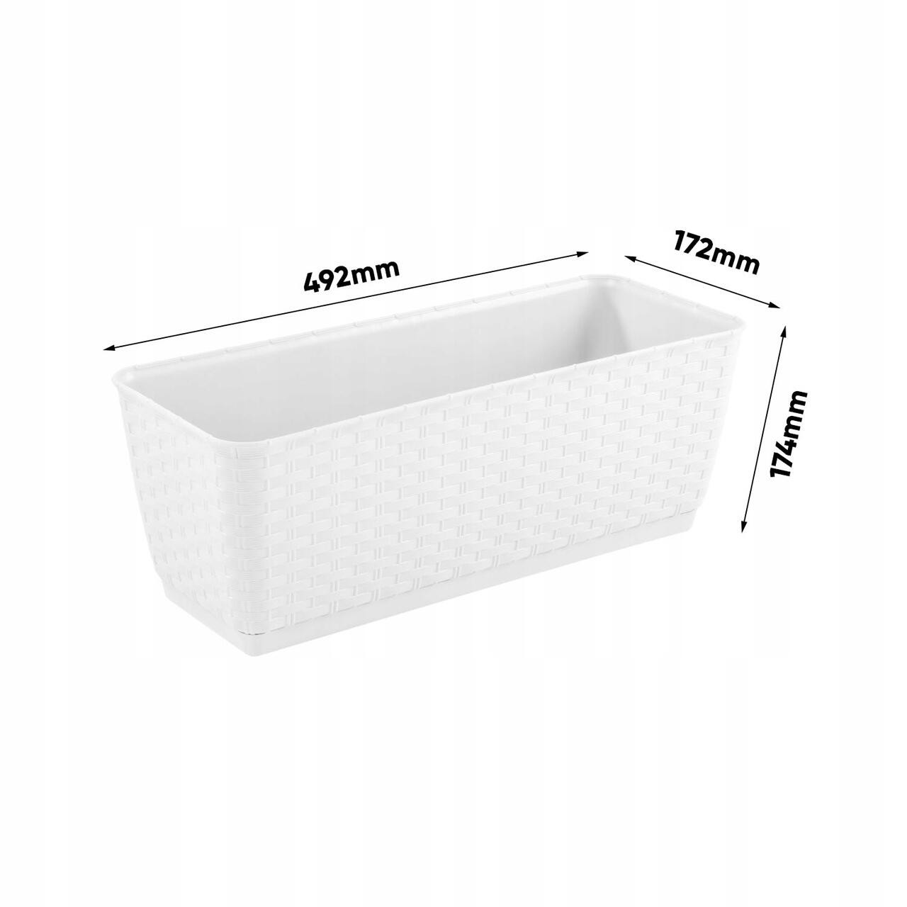 Jardiniera decorativa, Prosperplast, imitatie ratan, alba, 49.2x17.2x17.4 cm — imaginea 2