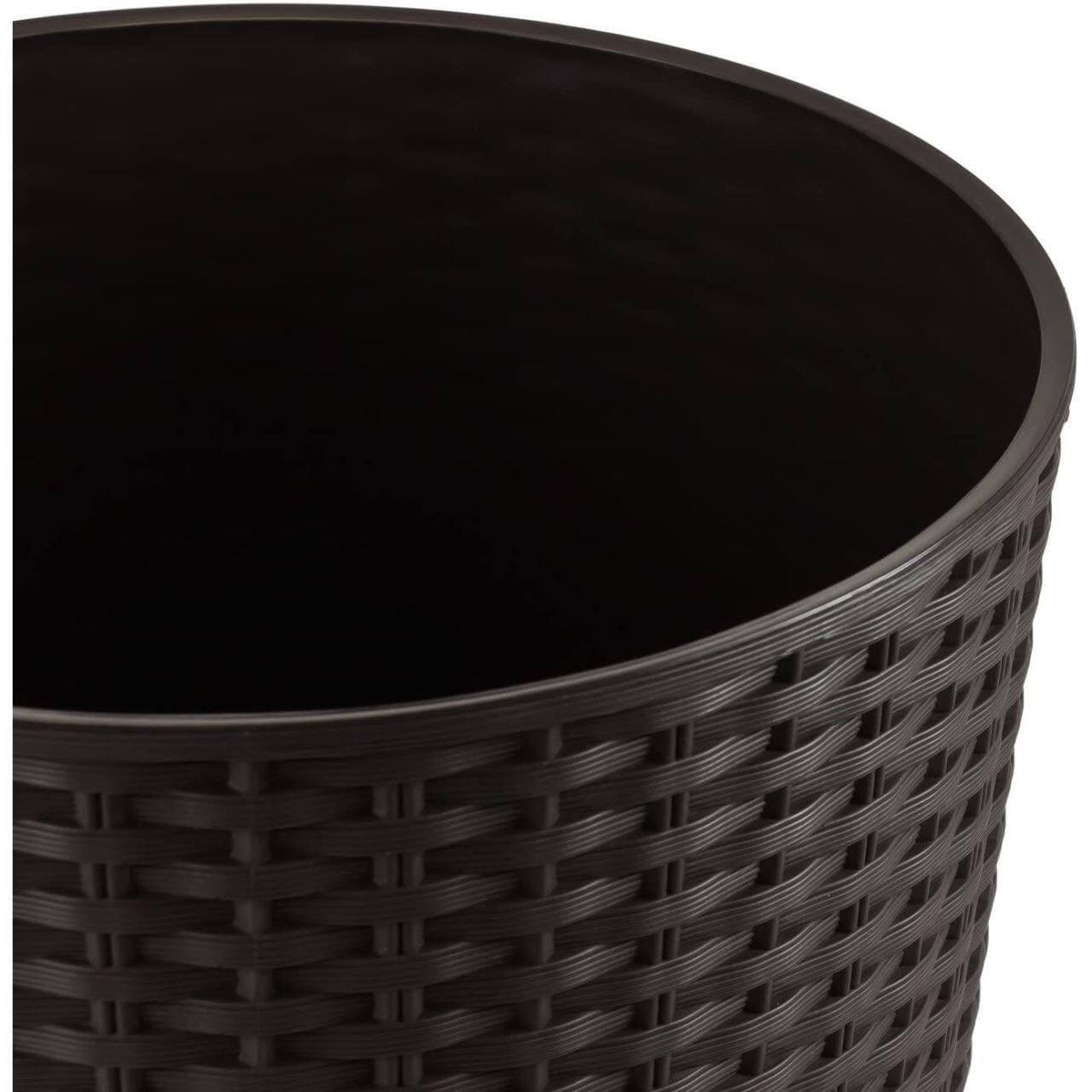 Ghiveci decorativ de flori, Prosperplast, Rato, imitatie ratan, rotund, inalt, maro, 40x76.3 cm — imaginea 4
