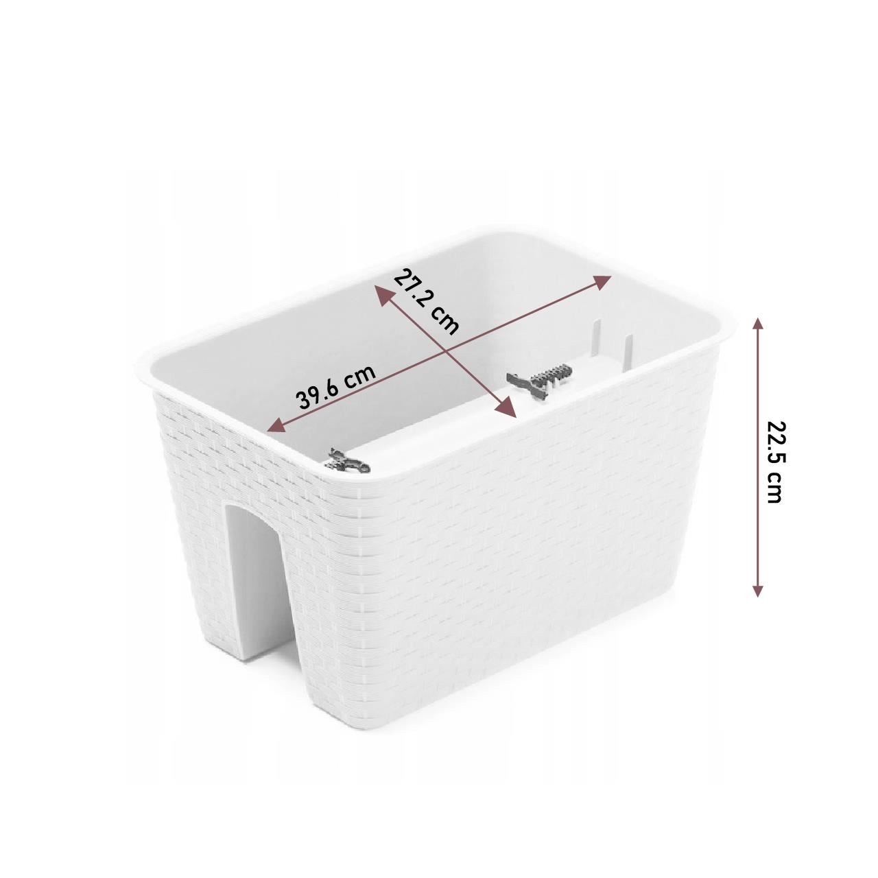 Ghiveci decorativ de flori, dreptunghiular, pentru balustrade, antracit, 39.6x27.2x22.5 cm, Ratolla Railing — imaginea 3