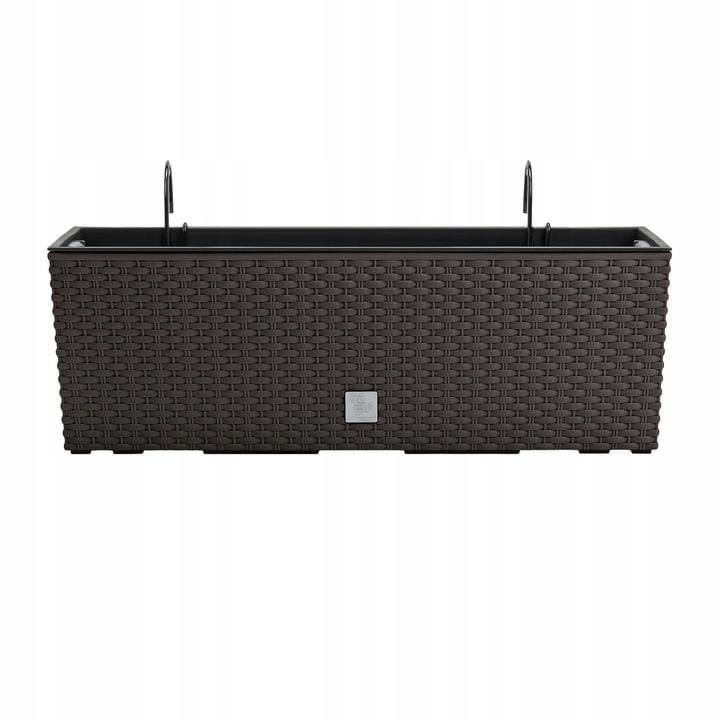 Jardiniera decorativa, suport metalic, imitatie ratan, maro, 58x18x19.5 cm, Rato Case W — imaginea 2