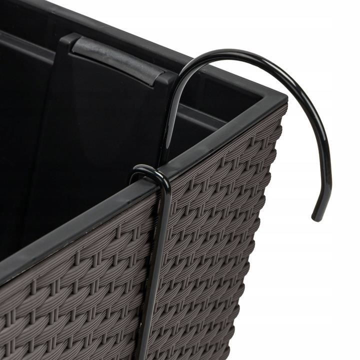 Jardiniera decorativa, suport metalic, imitatie ratan, maro, 58x18x19.5 cm, Rato Case W — imaginea 4
