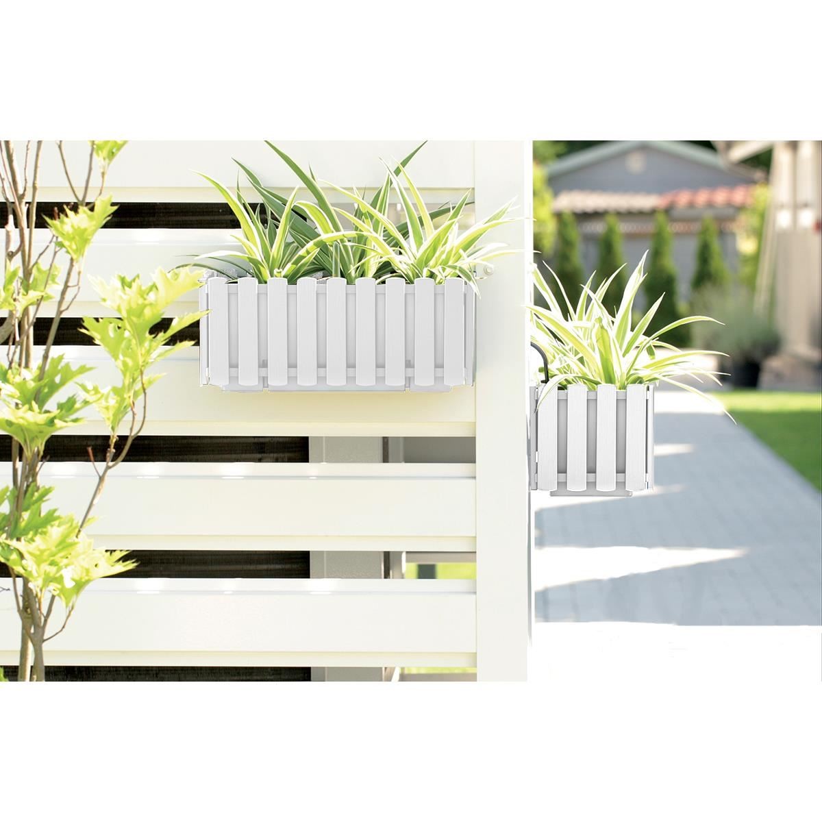 Jardiniera decorativa, suport metalic, sistem irigare,​​​​​​​ alb, 38x18x16.2 cm, Boardee Fencycase W — imaginea 4