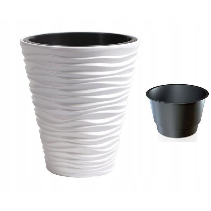 Ghiveci decorativ de flori, rotund, alb, 34.5x38.5 cm, Sand — imaginea 2