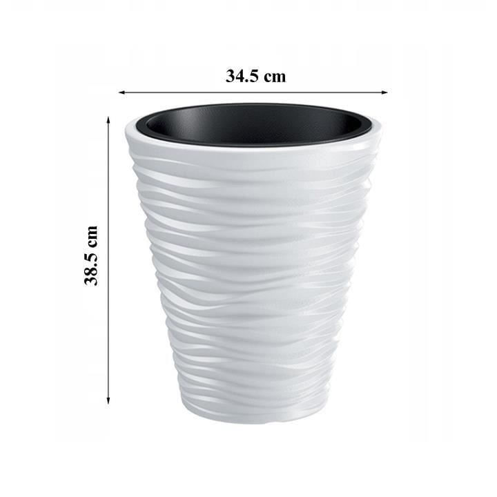 Ghiveci decorativ de flori, rotund, alb, 34.5x38.5 cm, Sand — imaginea 3