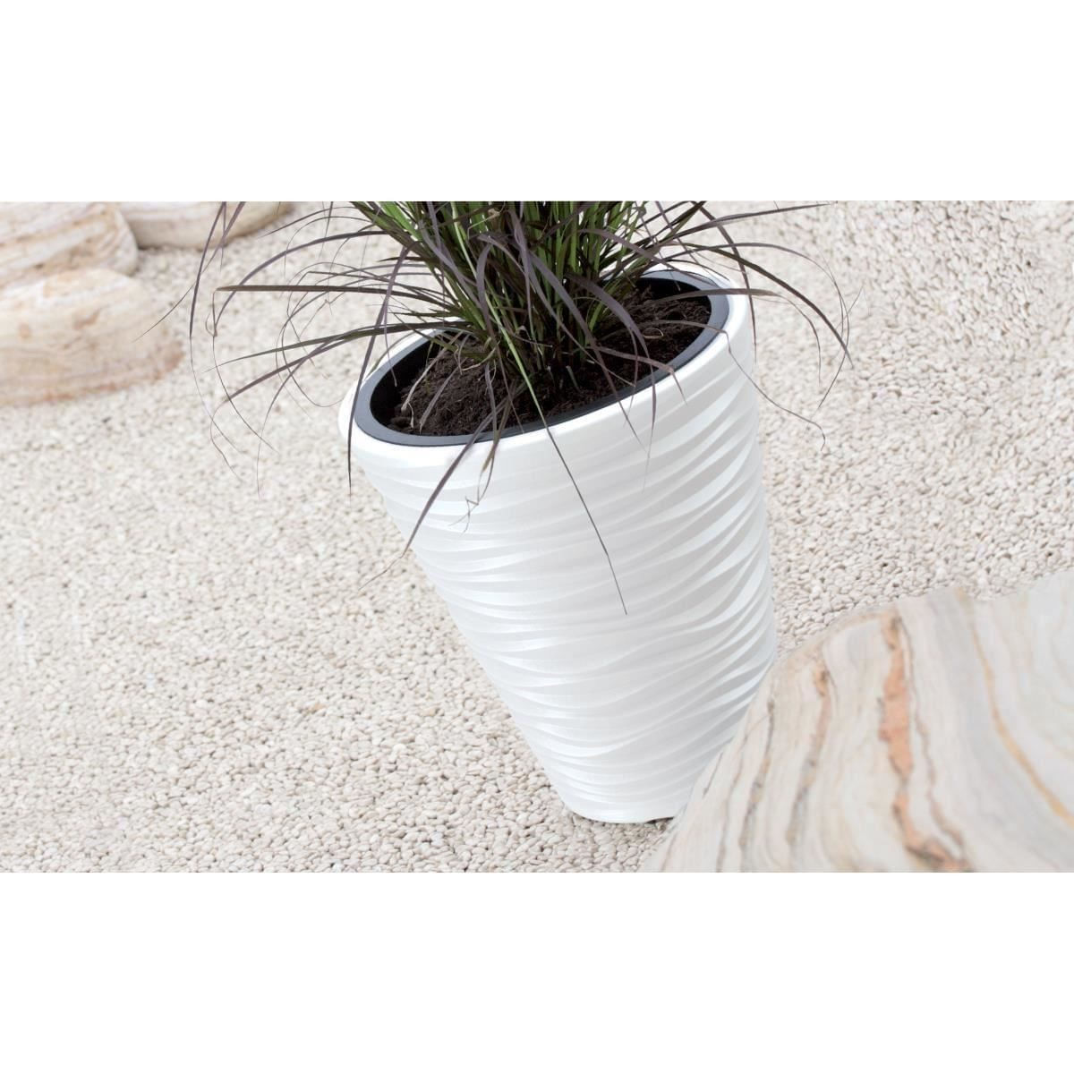 Ghiveci decorativ de flori, rotund, alb, 34.5x38.5 cm, Sand — imaginea 4
