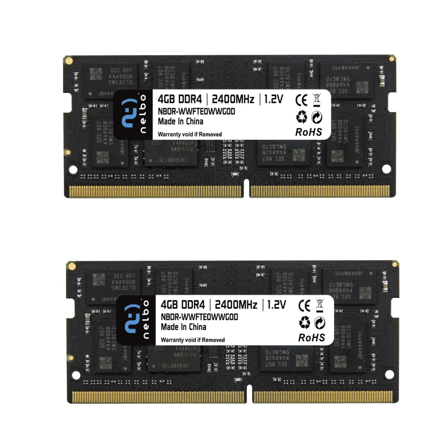 Set memorie RAM 8 GB (2x4 GB) sodimm ddr4, 2400 Mhz, NELBO, pentru laptop