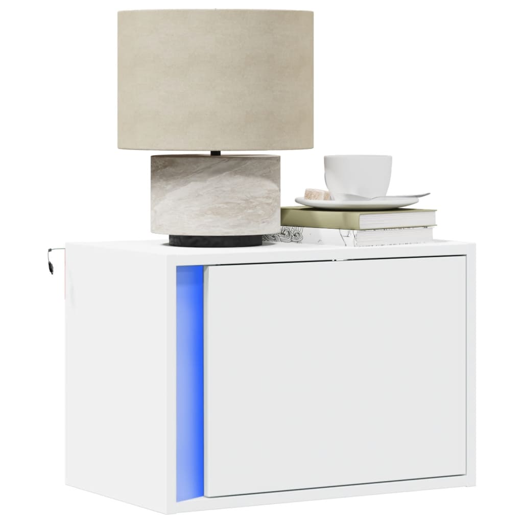 Noptiera montata pe perete cu lumini LED, alb — imaginea 2