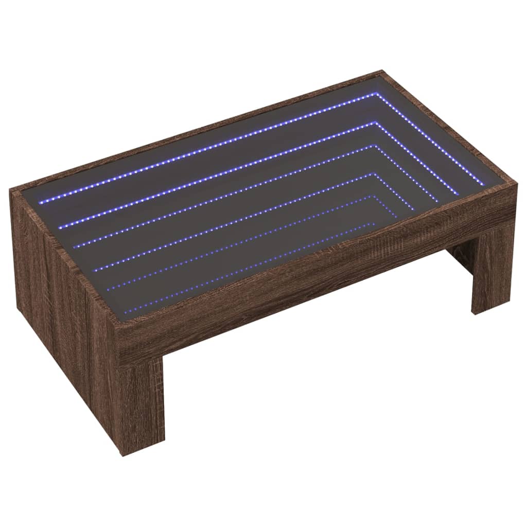 Masuta de cafea cu LED infinity, stejar maro, 90x50x30 cm — imaginea 3