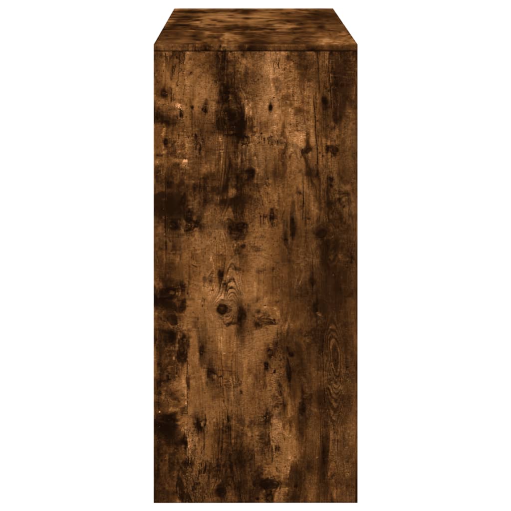 Masa de bar cu raft stejar fumuriu 124x46x103,5cm lemn compozit — imaginea 5