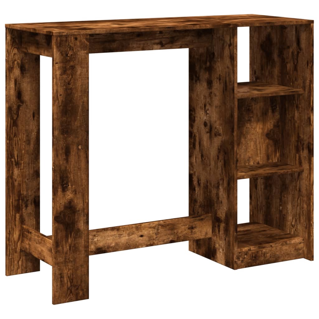 Masa de bar cu raft stejar fumuriu 124x46x103,5cm lemn compozit — imaginea 6