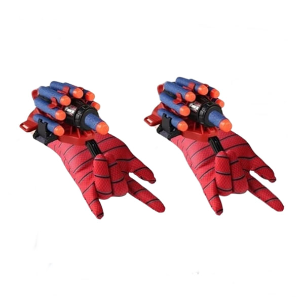 Set costum Spiderman cu muschi si manusa lansator cu 7 ventuze din burete , IdeallStore®, marime S, 3 - 5 ani, rosu - 4 | YEO