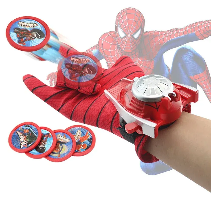 Set costum Spiderman cu muschi si manusa cu discuri, IdeallStore®, marime S, 3 - 5 ani, rosu - 4 | YEO