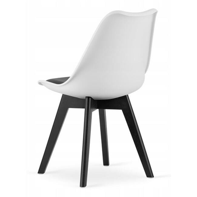 Scaun bucatarie/living, Artool, Mark, PP, lemn, alb si negru, perna neagra, 49x43x82 cm — imaginea 3