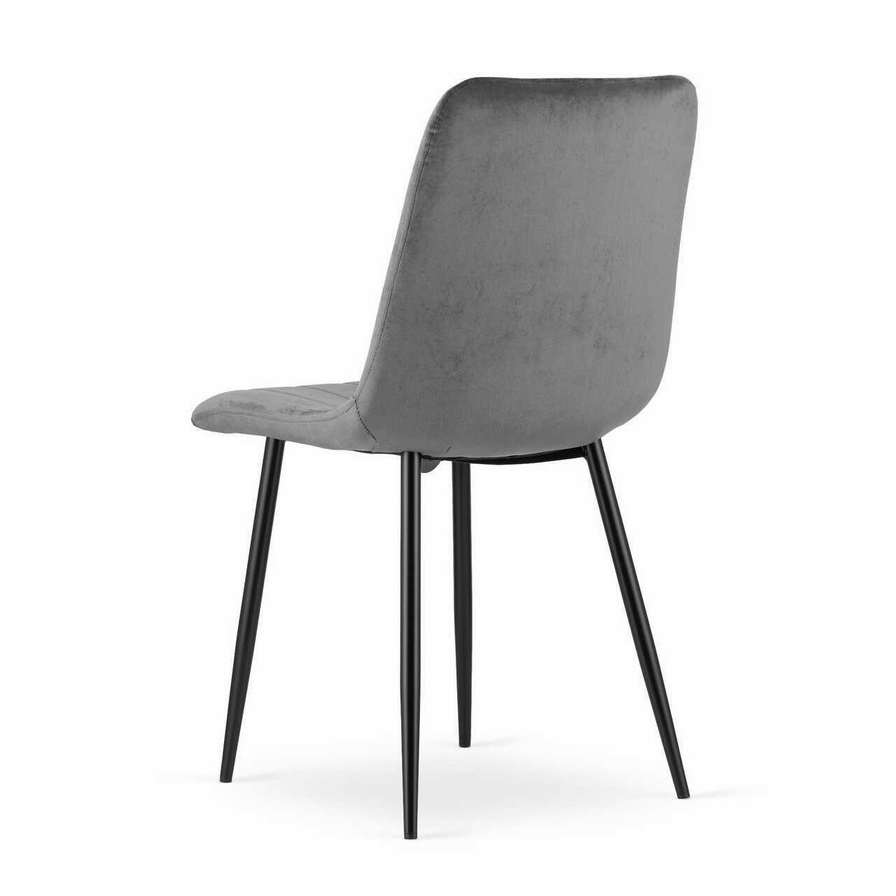 Set 4 scaune bucatarie/living, Artool, Lava, catifea, metal, gri si negru, 43x51x90 cm — imaginea 2