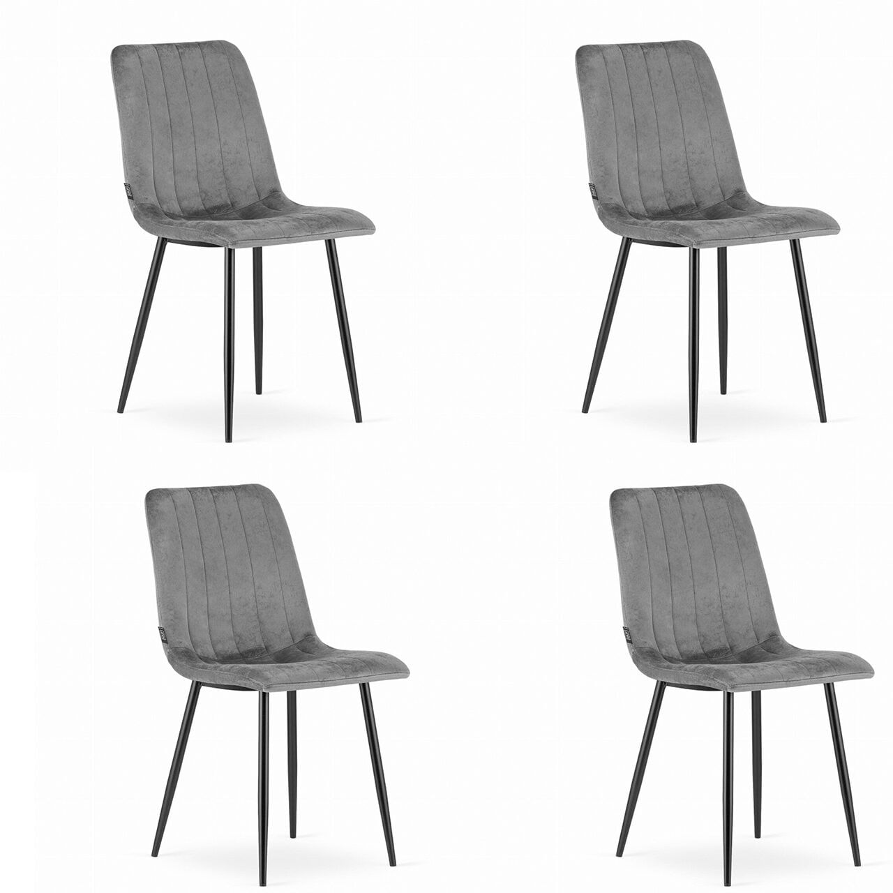 Set 4 scaune bucatarie/living, Artool, Lava, catifea, metal, gri si negru, 43x51x90 cm — imaginea 3