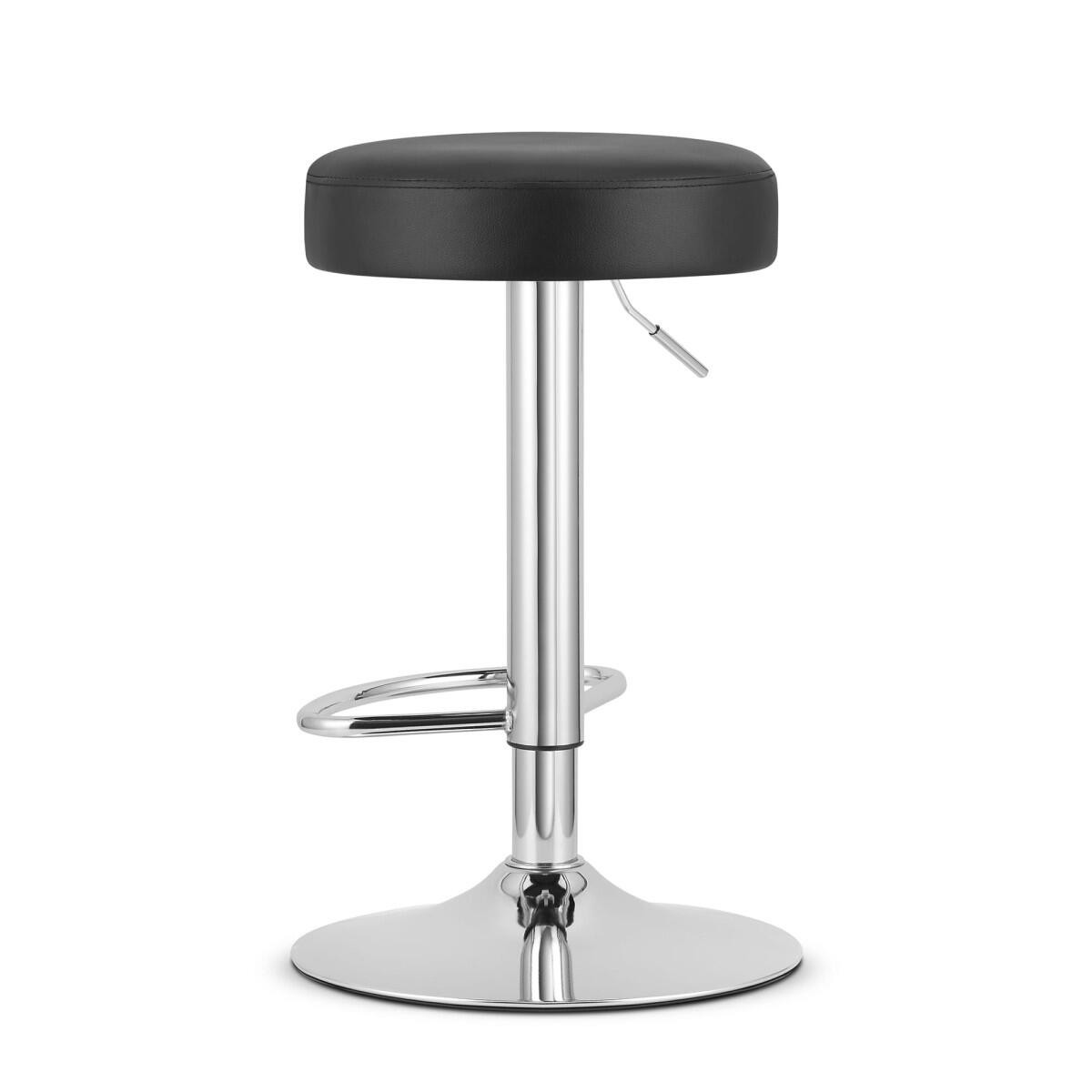 Scaun de bucatarie/bar, Artool, Rojst, rotativ, piele ecologica, negru si argintiu, 38x38x62.5-83 cm — imaginea 2