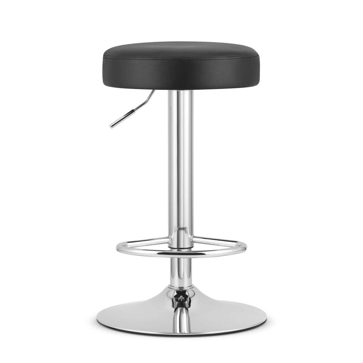 Scaun de bucatarie/bar, Artool, Rojst, rotativ, piele ecologica, negru si argintiu, 38x38x62.5-83 cm — imaginea 4