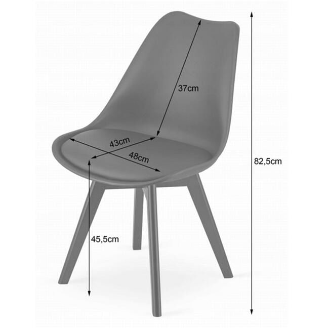 Scaun bucatarie/living, Artool, Mark, PP, lemn, alb si negru, 49x55.5x82.5 cm — imaginea 3