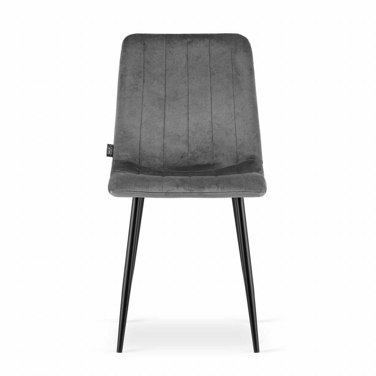 Scaun bucatarie/living, Artool, Lava, catifea, metal, gri si negru, 43x51x90 cm — imaginea 4