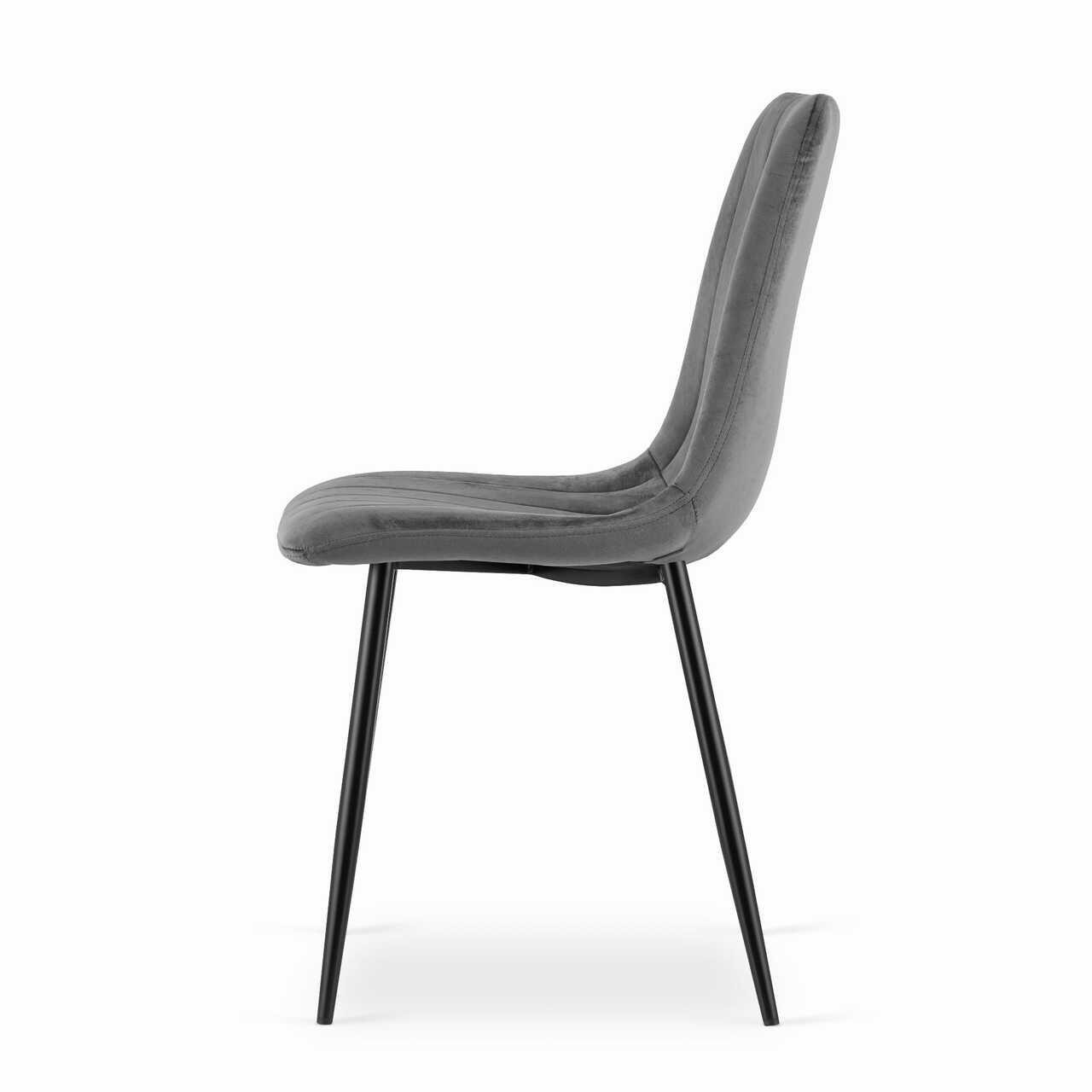 Scaun bucatarie/living, Artool, Lava, catifea, metal, gri si negru, 43x51x90 cm — imaginea 5