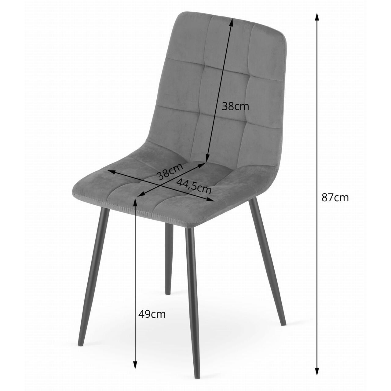 Scaun bucatarie/living, Artool, Kara, catifea, metal, verde si negru, 44.5x50.5x87 cm — imaginea 2