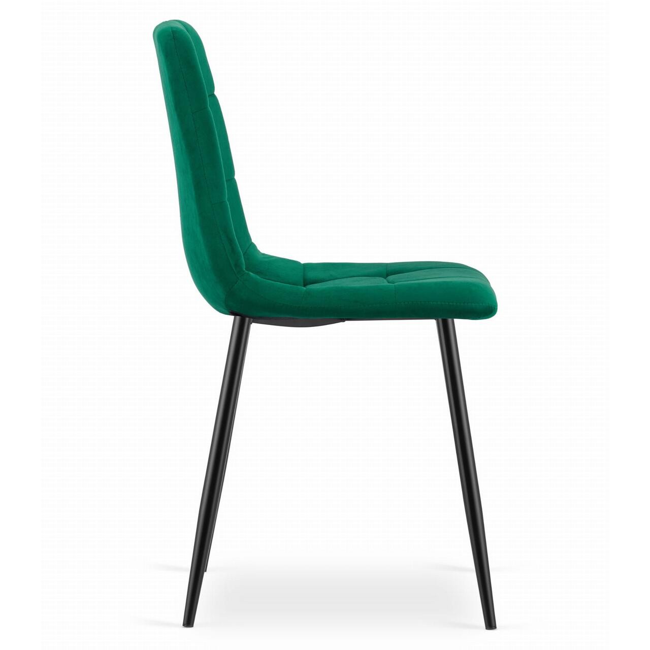 Scaun bucatarie/living, Artool, Kara, catifea, metal, verde si negru, 44.5x50.5x87 cm — imaginea 5