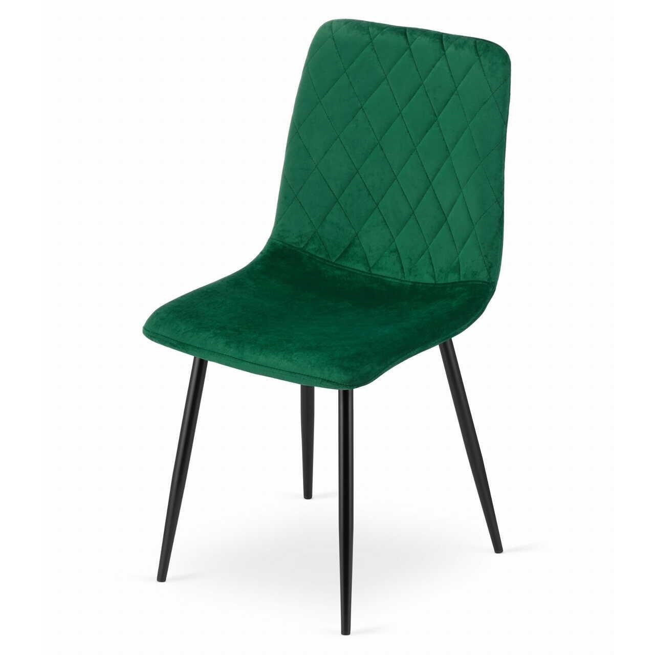 Scaun bucatarie/living, Artool, Turin, catifea, metal, verde si negru, 44.5x53x88.5 cm — imaginea 2