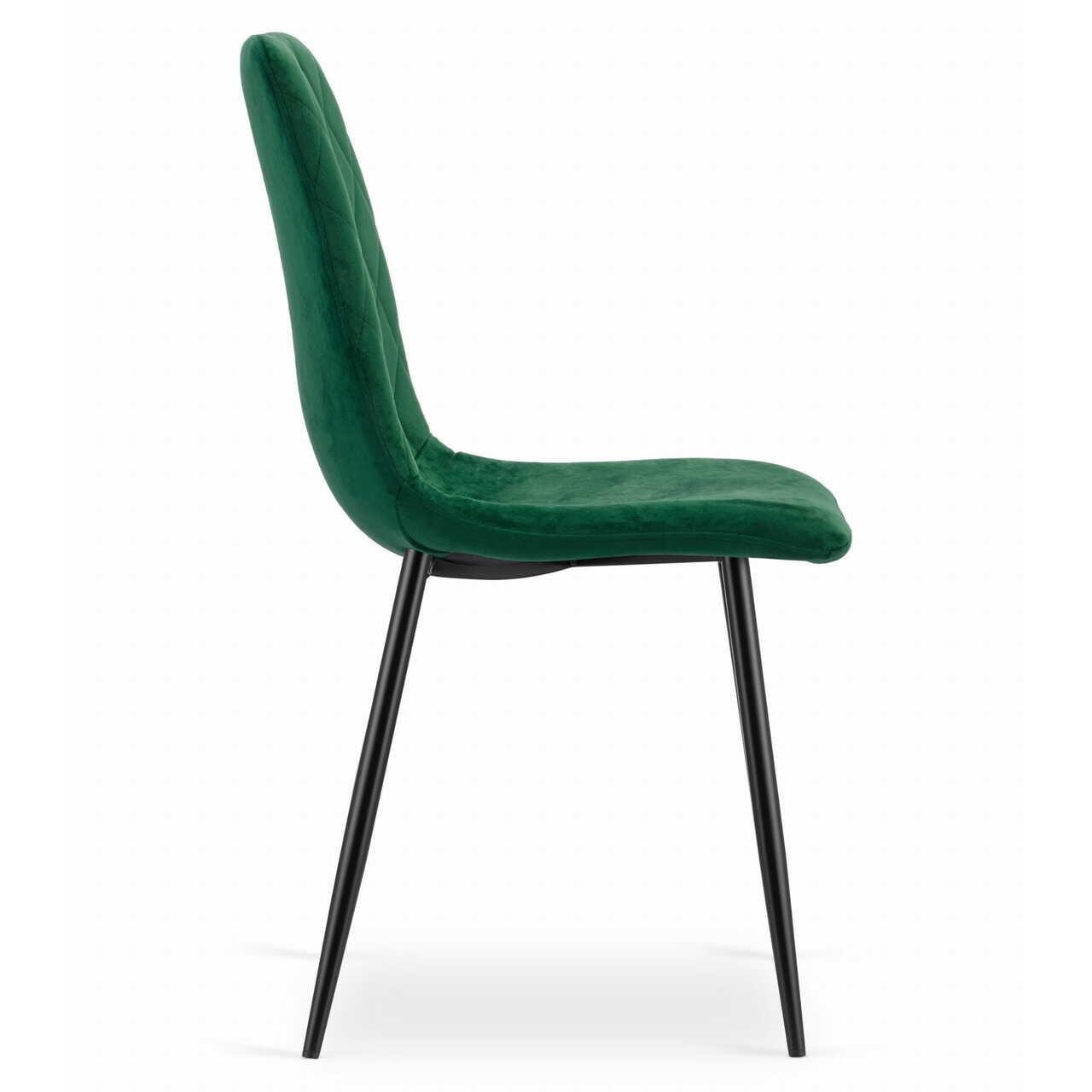 Scaun bucatarie/living, Artool, Turin, catifea, metal, verde si negru, 44.5x53x88.5 cm — imaginea 3