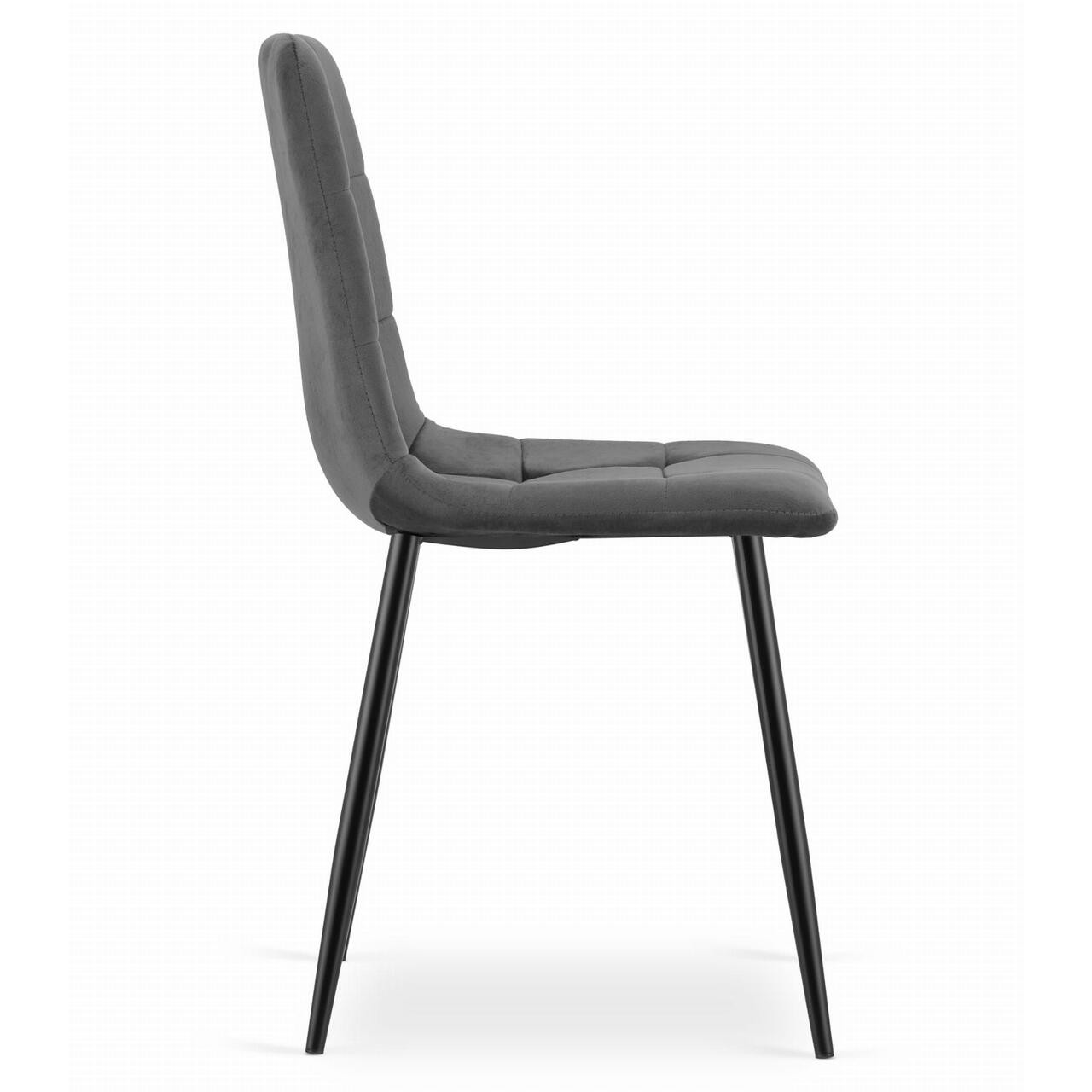 Scaun bucatarie/living, Artool, Kara, catifea, metal, gri si negru, 44.5x50.5x87 cm — imaginea 3