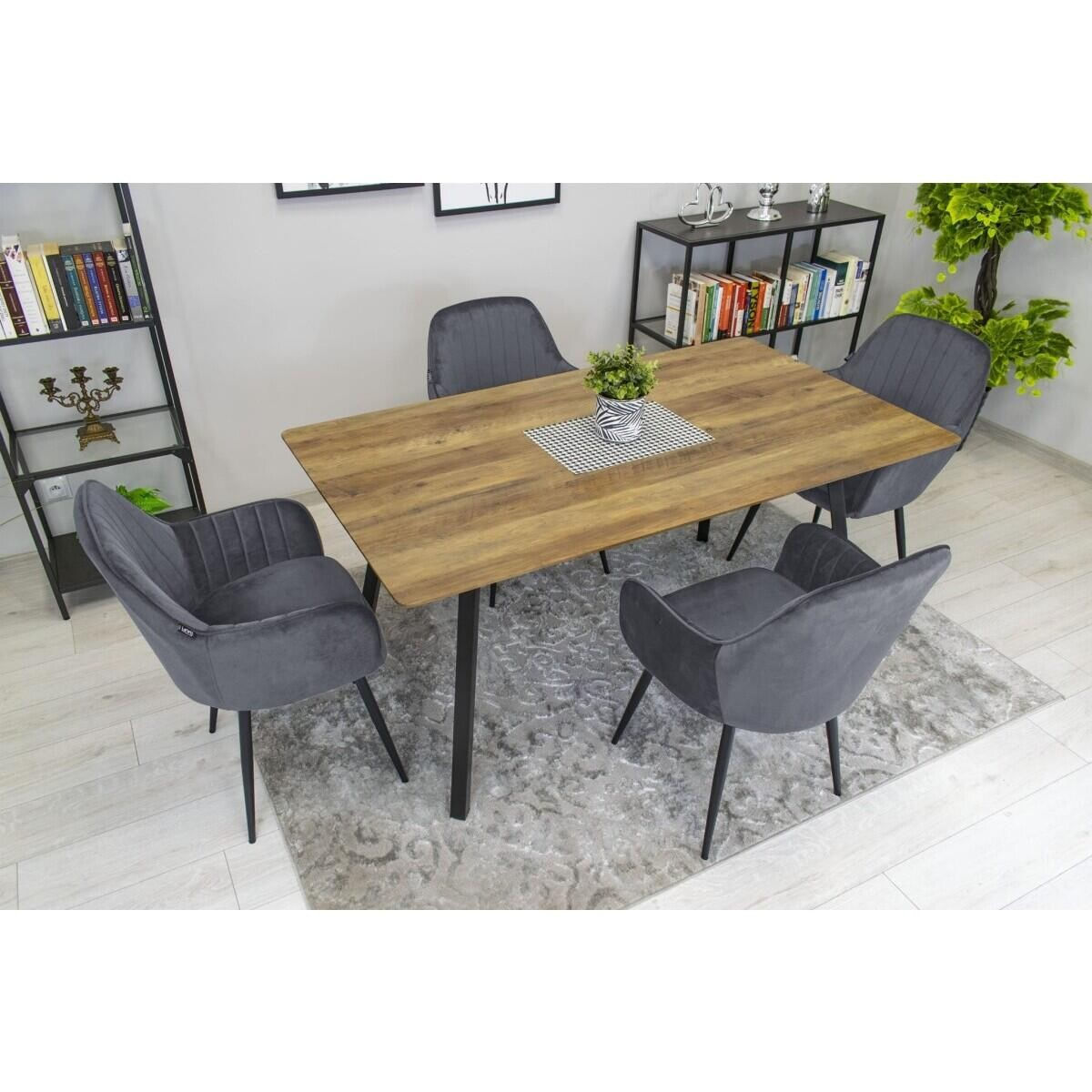 Scaun stil fotoliu bucatarie/living, Artool, Lugo, catifea, metal, gri si negru, 57.5x56.5x86.5 cm — imaginea 4
